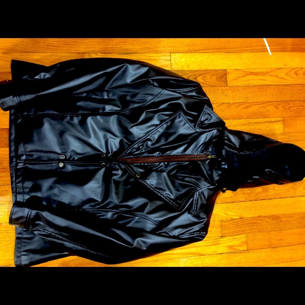 Leather jacket with hoodie